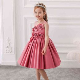 Floral Gown Tutus Girls Princess Communion Children Pageant Party Evening Infant Summer Dresses Vestidos Prom Kids Baby Clothes G1129