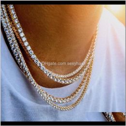 Tennis, Graduated & Pendants Drop Delivery 2021 Hip Hop Bling Chains Jewelry Mens Diamond Iced Out Tennis Necklace Fashion M 4Mm Sier Gold Ch