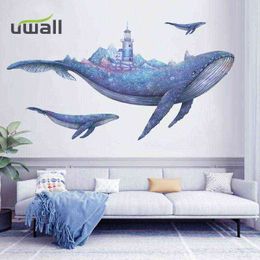 Creative Fantasy Whale Self-Adhesive Wall Stickers Home Stikers Kids Room Decoration Home Decor Bedroom Living Room Wall Decor 211112