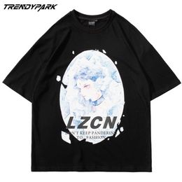Hip Hop Streetwear T-Shirt Japanses Anime Couple T Shirt Harajuku Cotton Men Summer Short Sleeve Tshirt Oversize Tops Tee 210601