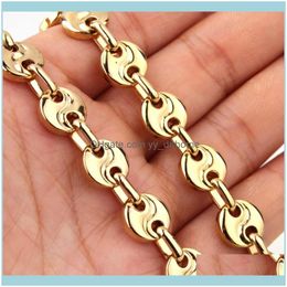 Necklaces & Pendants Jewelrysize Fashion Jewelry 316L Stainless Steel Gold "S" Shape Coffee Beans Chain Men Women Necklace Or Bracelet 7-40"