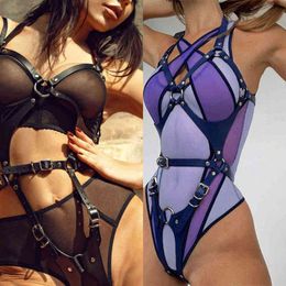 Nxy Bondage Sex Toys for Couples Bdsm Sexy Women Lingerie Kousenband Leather Full Body Harnas Red Pak Harness Erotic Bretels Strip Club Party 1211