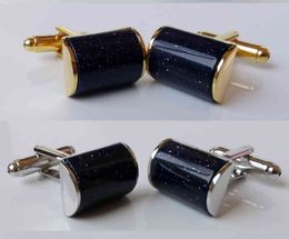 10pairs/lot Blue Sky Star Stone Cufflinks Arch Shape Business Style Cuff Links Men's Jewellery Accessory Whole