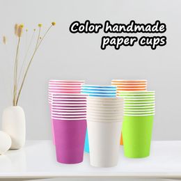 Disposable Dinnerware 10PC 7.5 Oz DIY Party Coloured Paper Cups Suitable For Holiday Wedding Office Outdoor Activities Event Supplies