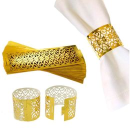 Lace Flower Style Laser Cut Paper Rings Napkins Holders Hotel Birthday Wedding Xmas Party Favor Table Dinner Decoration