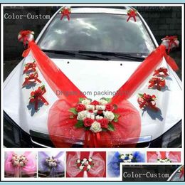 Decorative Flowers & Wreaths Festive Party Supplies Home Garden Simple Style Pe Rose Wedding Car Decoration Heart Shaped Colour Can Be Custom