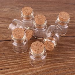 100pcs 22*25*12.5mm 4ml Mini Glass ing Spice Bottles Tiny Jars Vials With Cork Stopper pendant crafts wedding gift 210330