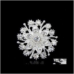 Pins, Drop Delivery 2021 Luxury Sier Tone Flower Brooch Crystal Wedding Party Jewellery Brooches Pins Costume Accessories Rhinestone Cz Diamond