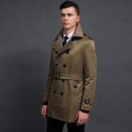 Men's Trench Coats Autumn Leisure Brand For Men Fashion Long Sleeve Business Outerwear Slim Double Breasted Windbreaker