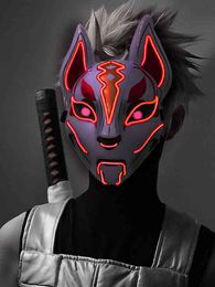 2021 Halloween Led Glowing Cold Light Glow Fox Cosplay Party Scary Mask Masquerade Cos Accessories Toys For Adult205J