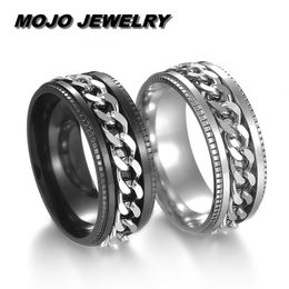 Classic Stainless Steel Rotatable Couple Ring High Quality Spinner Chain Rotable Rings Punk Women Man Jewelry for Party Gift