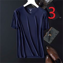 Summer men's seamless ice silk T-shirt sliding material half-sleeved thin section short- sleeved 210420