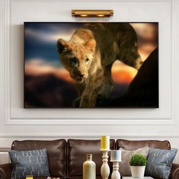 Modern Large Size Lion Picture Wall Art Canvas Painting Abstract Animal Poster HD Print For Living Room Decoration Cuadros