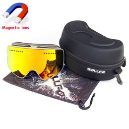 Magnetic Ski Glasses For Skiing Double Lens Mountaineering Glasses UV400 Anti-fog Snowboard Ski Goggle Men Women Snowmobile Mask 220214