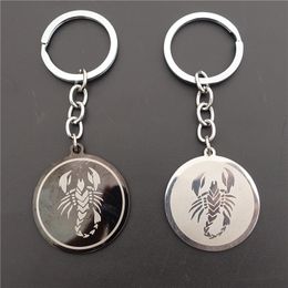 Scorpion Keychain 2 Styles Options Stainless Steel Keyring 1 Side Finished Pendant for Men Women 12 Pieces