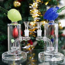 7.4 Inch Fashion Thick Hookahs Colorful Peach Shape Glass Bongs Unique Oil Dab Rigs Showerhead Percolator Water Pipes 14mm Female Joint With Bowl