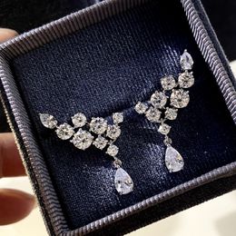 Angle Wings Drop Earrring AAAAA Cz Real 925 sterling silver Wedding Dangle Earrings for women Bridal Party Jewellery