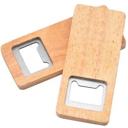Wood Beer Bottle Opener Stainless Steel With Square Wooden Handle Openers Bar Kitchen Accessories Party Gift RRE14905