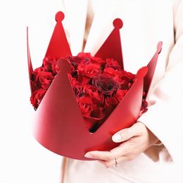 -Подарочная упаковка цветочные композиции пластиковые стальные короны короны розовые букет упаковочная коробка день рождения свадебная вечеринка Центральная часть