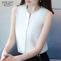 Korean Women Tops Blusas Mujer De Moda Solid White Fashion Sleeveless Female Blouse Summer ladies Clothes Blusa 9199 50 210506