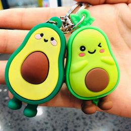 Cute Simulated Fruit Avocado Keychain Soft Resin Smiling Avocado Keyrings Couple Jewelry Women Fashion Wedding Party Small Gift G1019