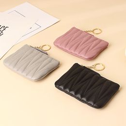 DHL50pcs Coin Purses Women Sheepskin Weave Grid Short Zipper Small Wallets Mix Colour