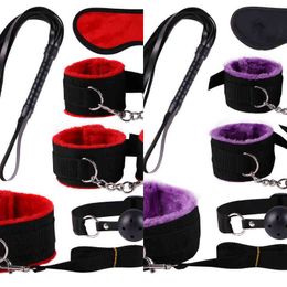 Nxy Sm Bondage Bdsm Toys Sex Kit for Women Men Erotic Handcuffs Whip Toy Anal Plug Set Adult Products 1223