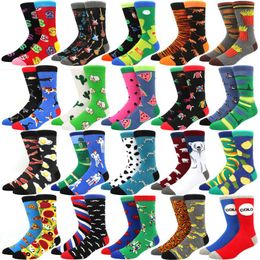Men's Socks High Quality Combed Cotton Food Pattern Long Tube Funny Happy Men Novelty Skateboard Crew Casual Crazy