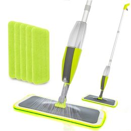 Spray Mop With Reusable Microfiber Pads 360 Degree Metal Handle Mop For Home Kitchen Laminate Wood Ceramic Tiles Floor Cleaning 211215