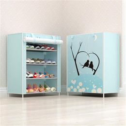 Clothing Storage Multi-Layer Simple Cloth Cover Shoe Rack Economical Home Assembly Dormitory Non-Woven Fabric Dust & Wardrobe