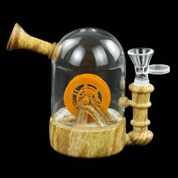 MOQ=10 smoking glass bongs Silicone Water Pipes vape held pipe unique waterwheel shape 4.8''