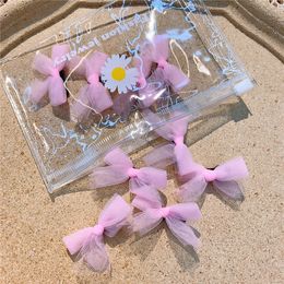 10 Pcs Korean Sweet Girl Princess Duckbill Clip Children's Simple Cute Colourful Mesh Bow Hairpin Fashion Kids Hair Accessories