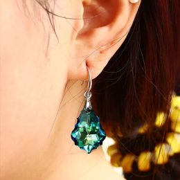 2021 Colorful Water Drop Earrings Boho Silver Color Zircon Stone Elegant Earrings Crystal Long Dangle Earrings for Women Girls