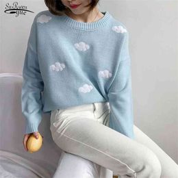 Kawaii Ulzzang Vintage College Loose Clouds Sweater Women Female Korean Punk Thick Cute Harajuku Clothing For 10897 210521