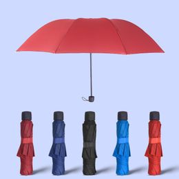 Muti Colors Manual Open Parapluie Three Folding Guarda Chuva Rain Umbrellas For Men And Women