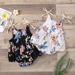 Baby Girl Romper Ins Princess Jumpsuit Flower Print Spaghetti Clothing Toddler Boutique Body Clothes Kids Summer One piece Bodysuit 10 styles