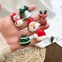 Christmas Ornaments New Personality Cute Cartoon Ring Santa Claus Jewelry Elk Snowman Christmas Tree Ring