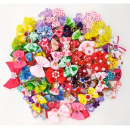 Dog Apparel 200pcs Bows Cute Hair With Rubber Bands Handmade Fashion Accessories Pet Supplies