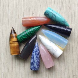 Fashion Natural Stone Mix Bullet Shape Pendulum No Hole Pendants for Jewelry Making