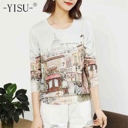 YISU Sweater Women Soft pullover sweaters female Autumn Winter fashion casual loose Jumper O-neck Long sleeve Printed sweater 210806