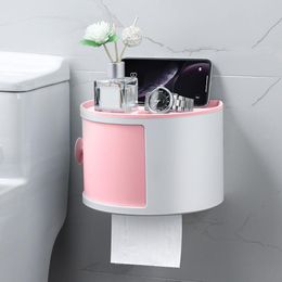 Tissue Boxes & Napkins Bathroom Box Toilet Paper Roll Holder Makeup Storage Self Adhesive Wall Mounted Waterproof Bath Kitchen Rack