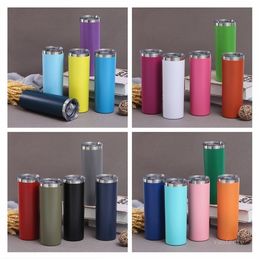 20oz Skinny Tumblers 16 Colours Stainless Steel Water Bottles Double Insulated Vacuum Cups Coffee Milk Drinking Sea shipping T2I52296