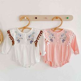 Spring Autumn Infant Baby Girls Embroider Rompers Clothing Kids Girl Long Sleeve Clothes 210521