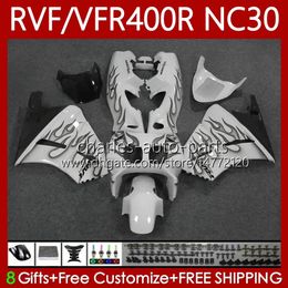 Body For HONDA RVF VFR 400 RVF400 R 400RR VFR 400R 89-93 79No.152 VFR400 R RVF400R NC30 V4 1989 1990 1991 1992 Black flames 1993 VFR400RR VFR400R 89 90 91 92 93 Fairing Kit