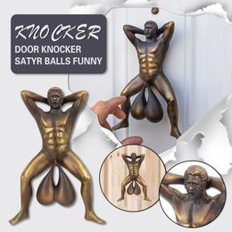 Spoof Figurines Creative Men Decorative Objects Doorbell Sounds Funny Home Door Knocker Resin Handicraft Pendant Wall Decor Hanging