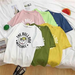 Plus Size Printed Short Sleeve T-Shirts Women Summer Loose Casual Tees O-Neck Basis Tops Harajuku Girls Coupon M-2XL 210601