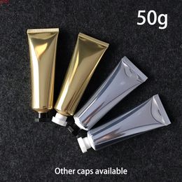 Gold Silver 50ml Aluminium Plastic Soft Bottle 50g Cosmetic Cream Tube Facial Cleanser Lotion Squeeze Containers Free Shippinggood qty