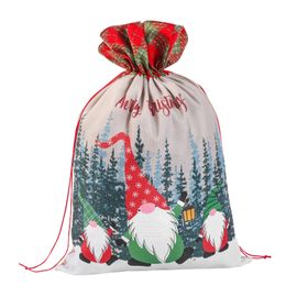 Santa Sack Extra Large Christmas Gift Canvas Bag with Drawstrings Gnome Thanksgiving New Year Party Supplies XBJK2109