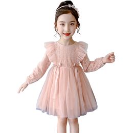 Dress Girl Big Bow Party Princess Mesh Children es Spring Autumn Costume 210528