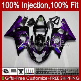 Injection Mould Fairings For SUZUKI GSXR600 GSXR750 GSXR-750 K4 04 05 43No.127 Purple flames GSXR 750CC 600CC 750 600 CC GSXR-600 2004 2005 GSX-R750 2004-2005 OEM Body Kit